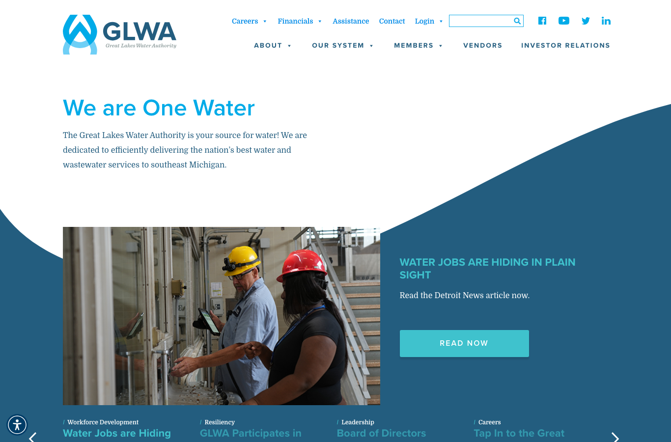 Homepage of Great Lakes Water Authority
